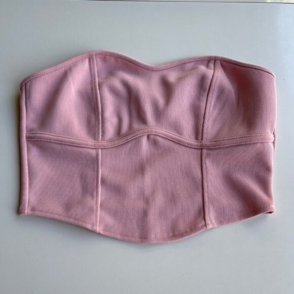 H&M Pink Strapless Crop Top Bandeau US S - Picture 2 of 5
